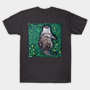 Relaxed River Otter Painting T-Shirt